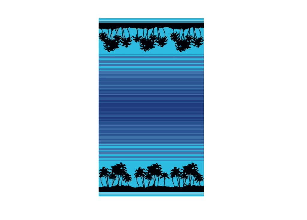 Telo Mare Spiaggia Piscina Jacquard In Spugna Disegno Sunrise Blu