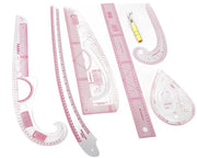 Set di livelli a curva francesi alta precisione - 7 pezzi - plastica/legno - duraturo - marcature chiare - materiali per cucire