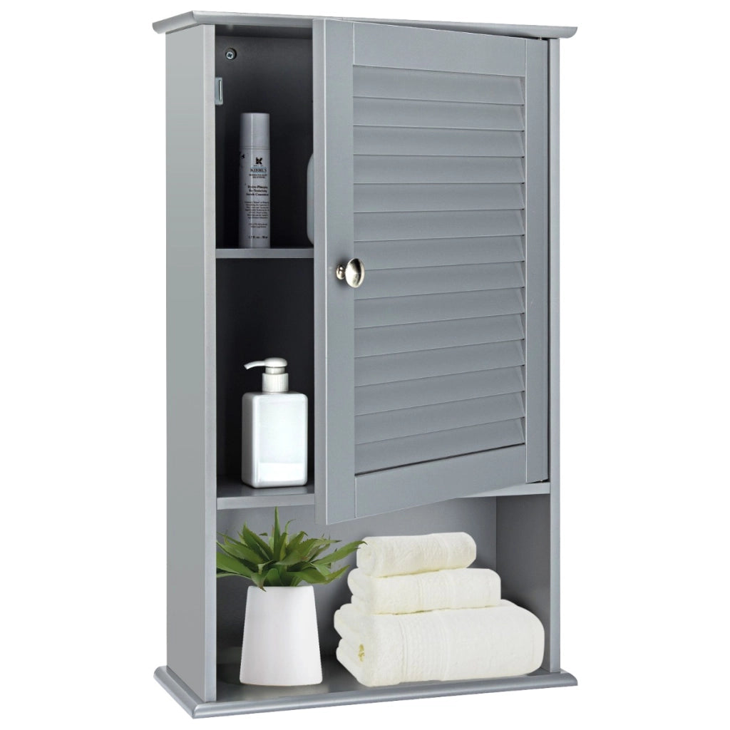 Armadietto da parete in legno da bagno con ripiani-Mobile da bagno sospeso 42x17x70cm Grigio