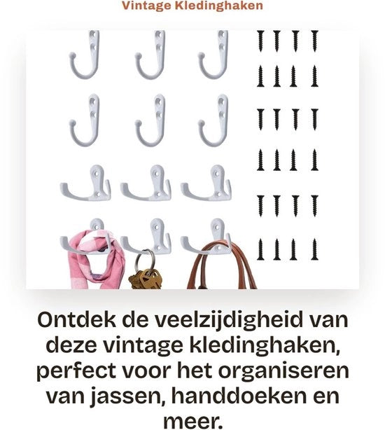 Hanger per abbigliamento 12 pezzi - Hanger singolo/doppio - Hanger per parete - Hanger metallico - Inox - Hanger a gancio zincato