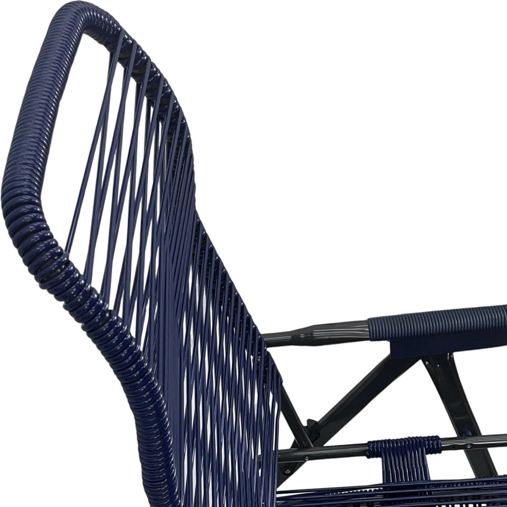 Marvin Sdraio Cordonata con Poggiapiedi Sedia a Sdraio da Giardino Filo in Pvc Pieghevole Metallo Poltrona Relax da  Blu