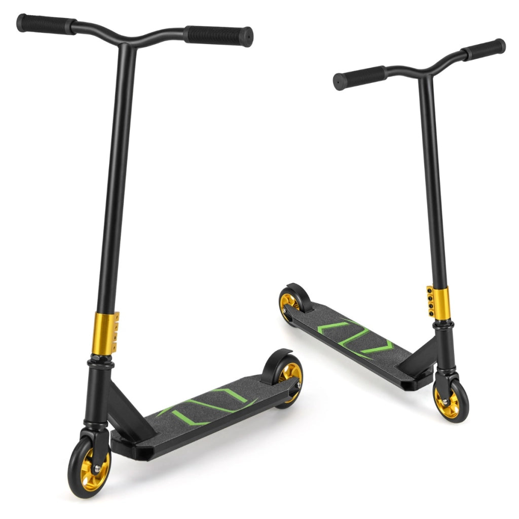 Scooter acrobatico per bambini con 2 ruote pu e ampia pedana in alluminio, Scooter pro per trucchi da strada Nero
