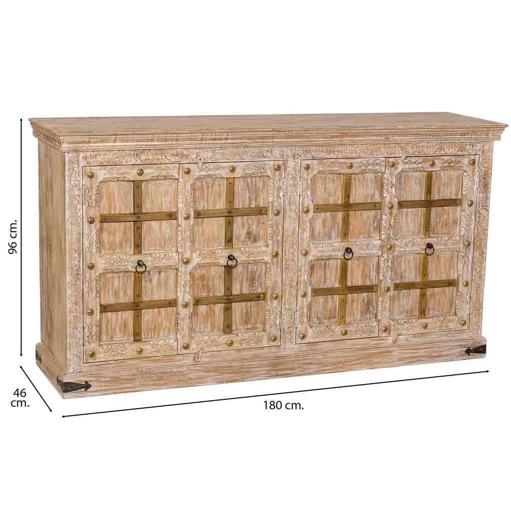Credenza in legno bianco, 180x46x96h cm