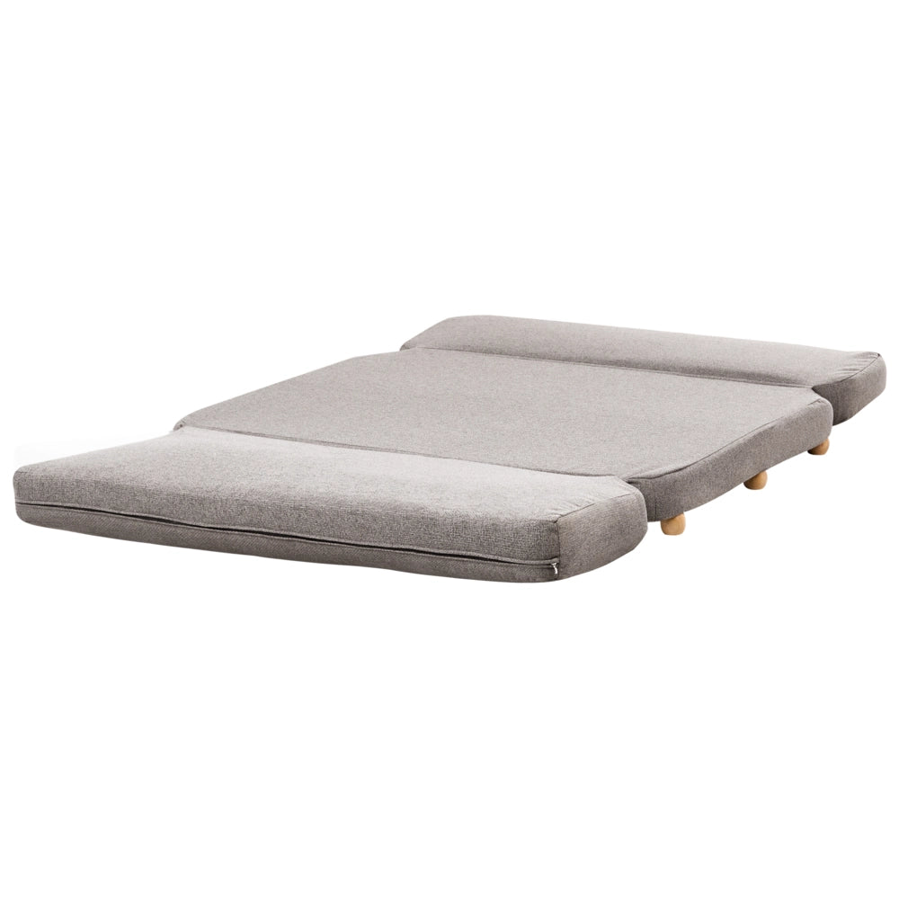 Divano letto grigio scuro rivestimento in finto lino gambe in legno 2 posti funzione letto trapuntato soggiorno camera da letto camera degli ospiti