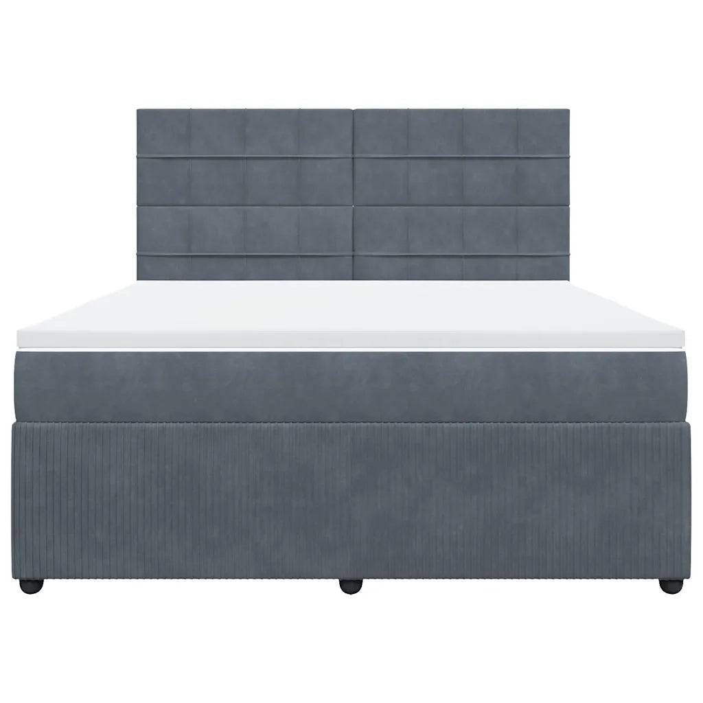 Giroletto a Molle con Materasso Grigio Scuro 180x200 cm Velluto 3292407