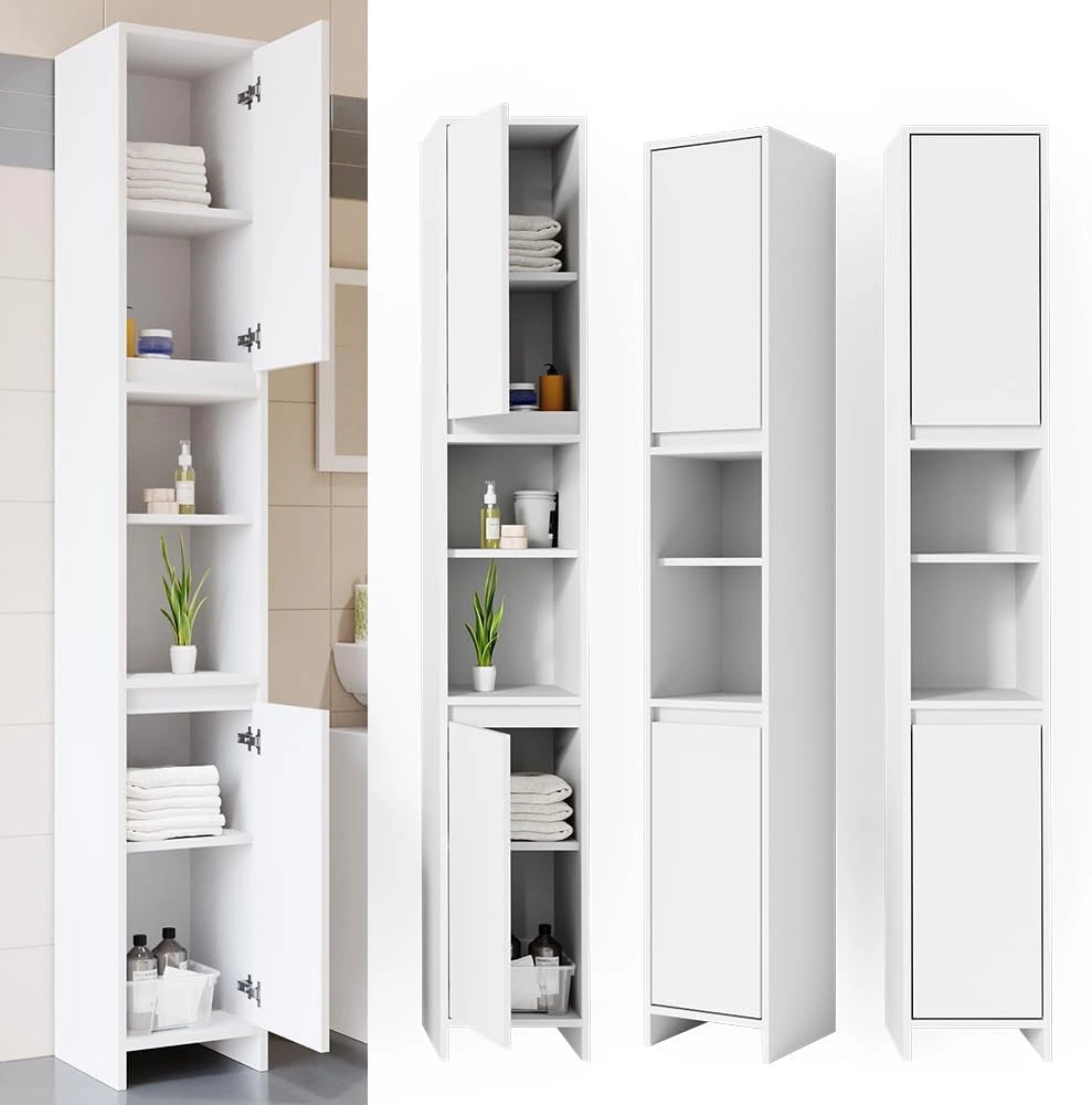 Mobile bagno alto Emma, Bianco, 30 x 190 cm, combinabile con la serie Emma per l'organizzazione in bagno