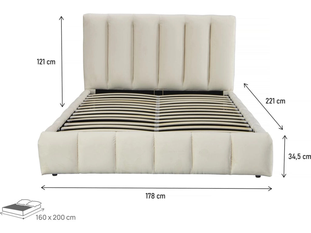 Letto "Annie" con cassettone 160 x 200 cm - Beige