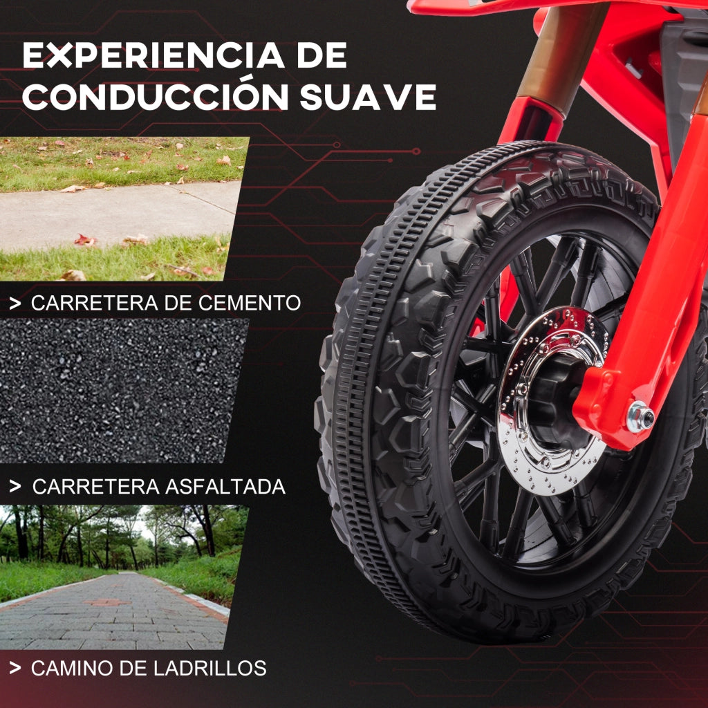 Moto Elettrica Bambini 12V con Ruote Ausiliarie e Clacson ¨C Minimal ¨C Rosso