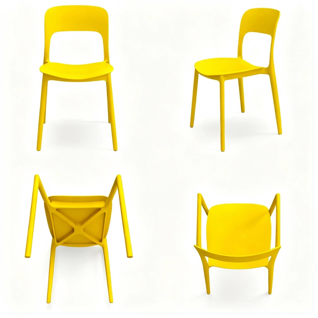 Set 4 Sedie Da Giardino In Polipropilene Impilabili Leggere E Resistenti Ideali Per Esterni Terrazze Giardini Bar Dehors Ristoranti 41 x 82,5 x 52 cm Giallo
