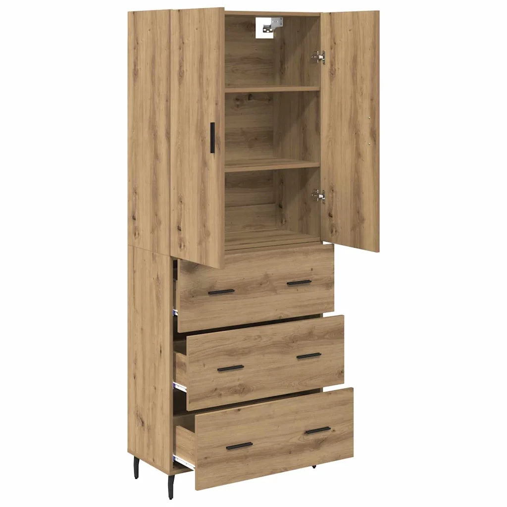 Credenza con Cassetto-Buffet-Armadio da cucina Rovere artigianale 69,5 x 34 x 180 cm 319907