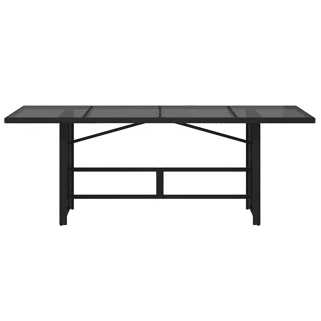 Tavolo da Giardino Piano in Vetro Nero 190x80x74 cm Polyrattan 365304