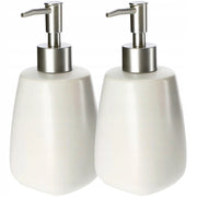 Dispenser di sapone liquido KADAX, contenitore da 400 ml in ceramica bianca, 2 pezzi
