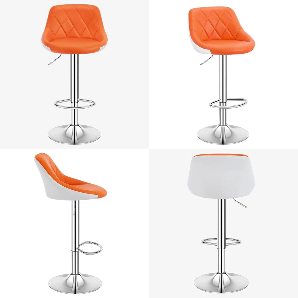 Sgabelli cucina, Sgabelli da Bar Set di 4, Sedia da Bar Girevole Regolabile in Altezza, con Schienale Poggiapiedi, Sgabello in PU da Cucina, Arancione, BH30or-4
