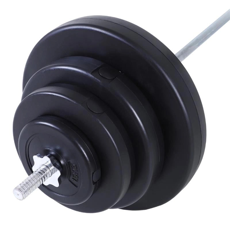 SET BILANCIERE 170 CM IN FERRO ZIGRINATO CON 8 DISCHI PESO REGOLABILE 70 KG