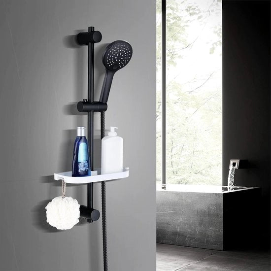 Set di doccia a muro, doccia manuale, asta di doccia, bacino di doccia/vasca da bagno, tubo di doccia manuale (D12, nero)