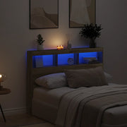 Testiera con Contenitore a LED Rovere Artigianale 140x17x102 cm