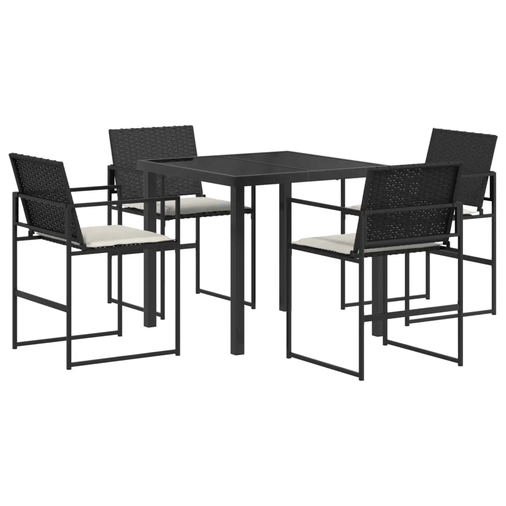 Set da Pranzo per Giardino 5 pcs Nero e Crema polyrattan 3448898