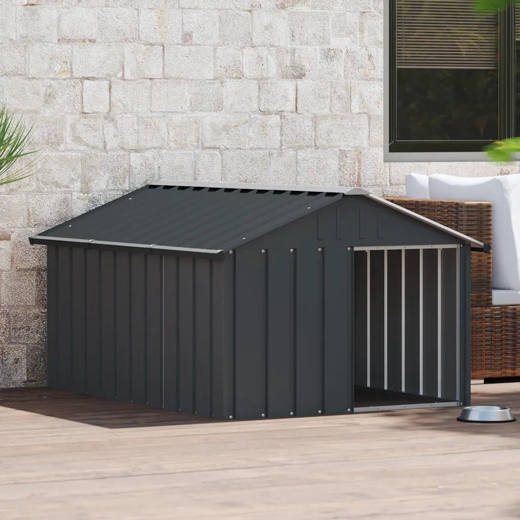 Casetta per Cani Antracite 116,5x153x81,5 cm Acciaio Zincato 171541