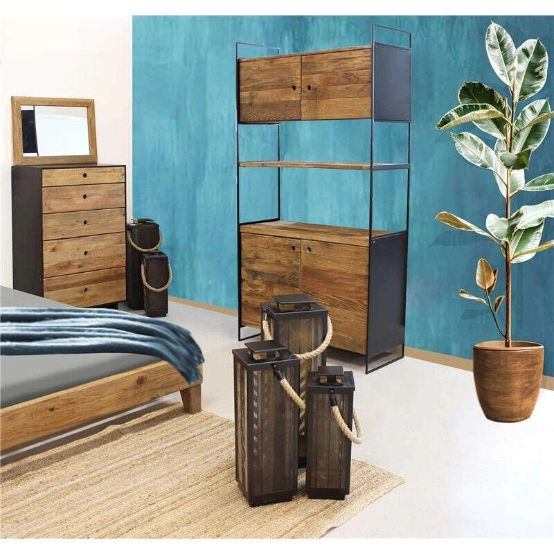 MOBILE DENNIS REALIZZATO IN LEGNO CON 2 RIPIANI E 4 ANTE 99 X 40 X H190 CM