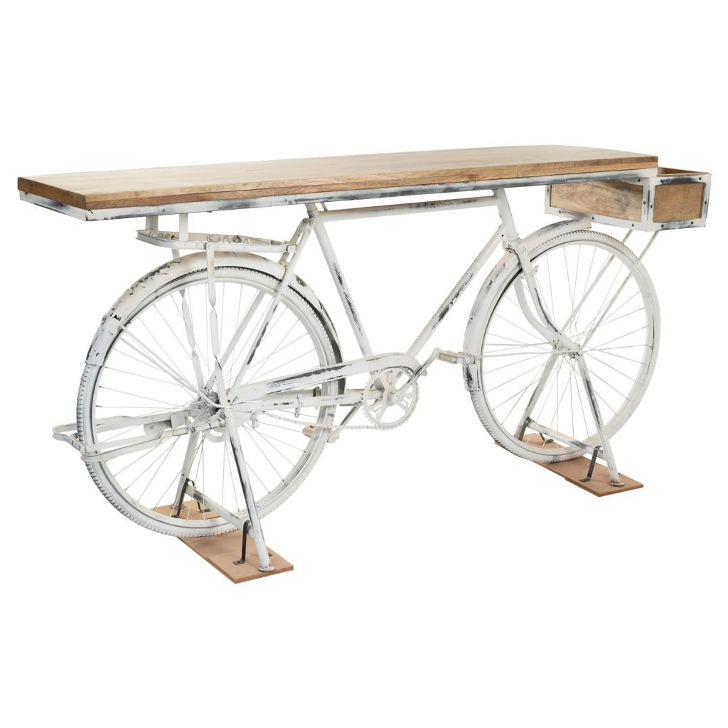Mobile da ingresso in legno bianco e metallo 198x50x90h