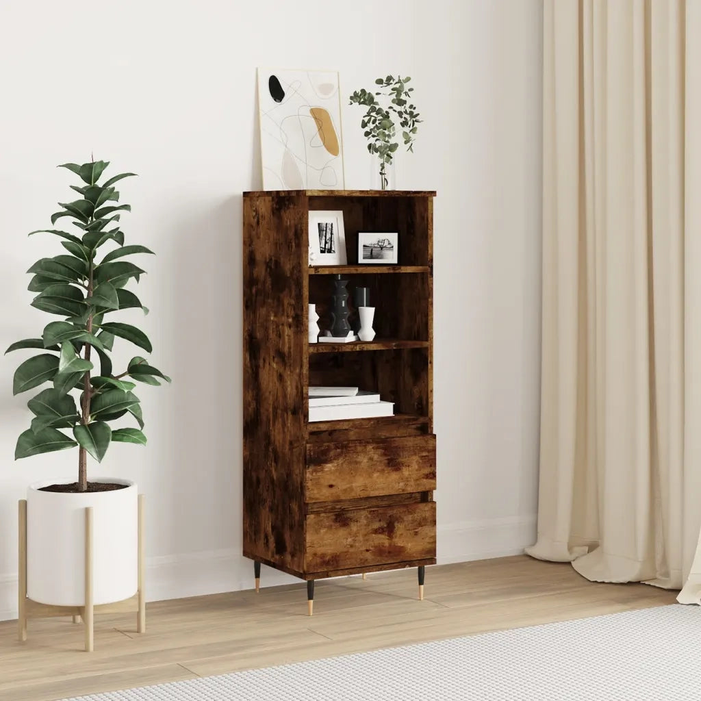Credenza | Madia | Buffet da pranzo | Armadio da pranzo Rovere Fumo 40x36x110 cm in Legno Multistrato