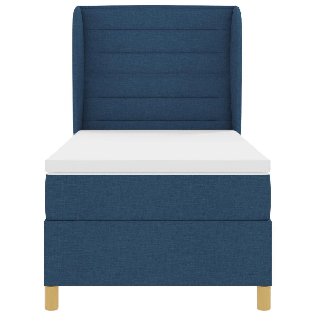 Letto Box Spring con Materasso Blu 90x200 cm Tessuto