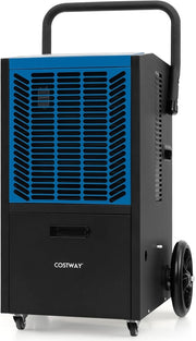 66 L Deumidificatore Commerciale, Deumidificatore con Pompa e Tubo di Drenaggio, Deumidificatore Industriale con Timer 24H e 4 Ruote per Cantina Magazzino (Blu)