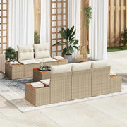 Set Divano da Giardino con cuscino 6 pcs Beige Poly Rattan