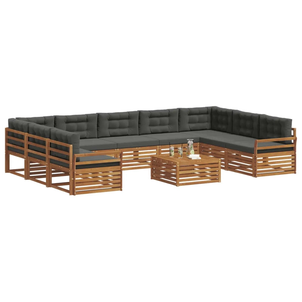 Set di divani da esterno 10 pcs Naturale e Antracite 3374172