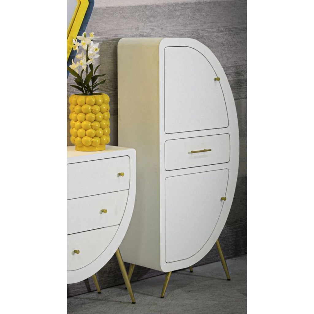 Credenza VKH29, Bianco, MDF, 60x32x133 cm
