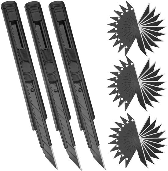 Taglierino 3-in-1 retrattile - Lame a 30° di rotazione - Acciaio inossidabile - Multifunzionale - 140 x 15 mm - Taglierino multifunzionale