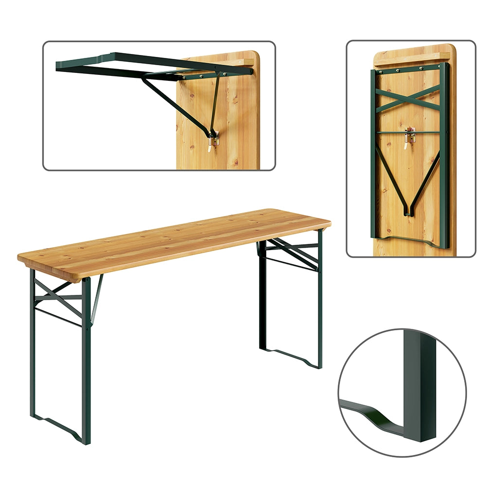 Set Birreria con 2 Panche e Tavolo Pieghevole Seduta Ergonomica e Salvaspazio