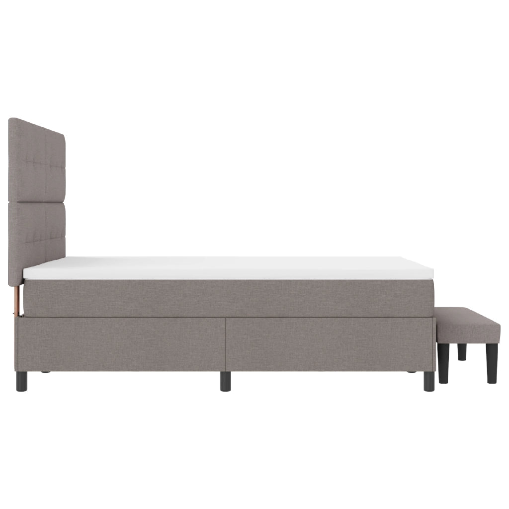 Letto con Box Spring con Materasso e Panchina Taupe 140x190 cm Tessuto