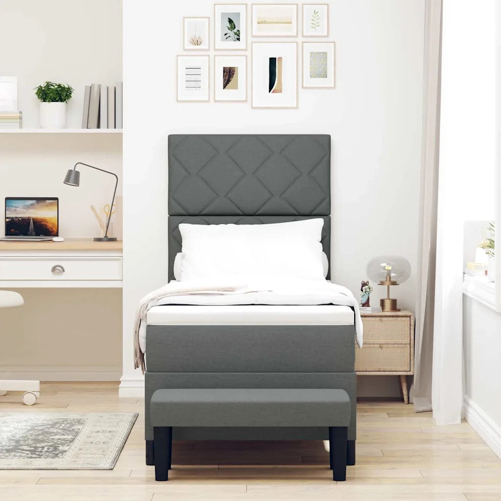 Letto a molle con materasso Grigio scuro 80 x 200 cm Tessuto