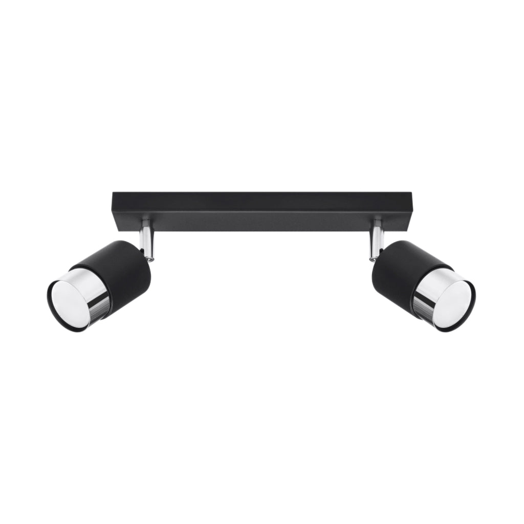 Faretto soffitto nero/cromo doppio barra 2xGU10 Pure Lume