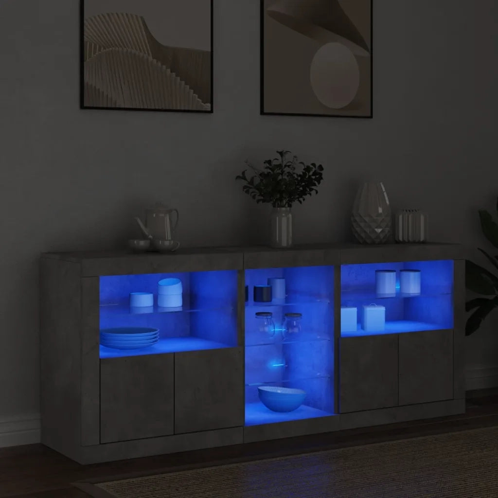 Credenza con Luci LED Grigio Cemento 162x37x67 cm 3209033