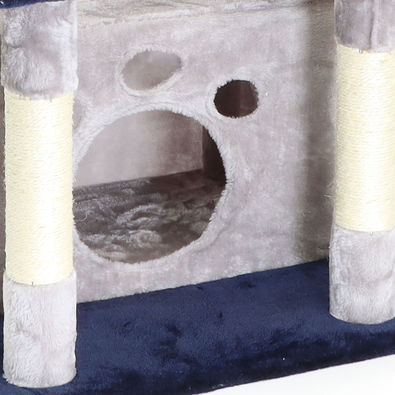 Fudajo Albero tiragraffi per gatti 134cm grigio chiaro, con casetta e amaca