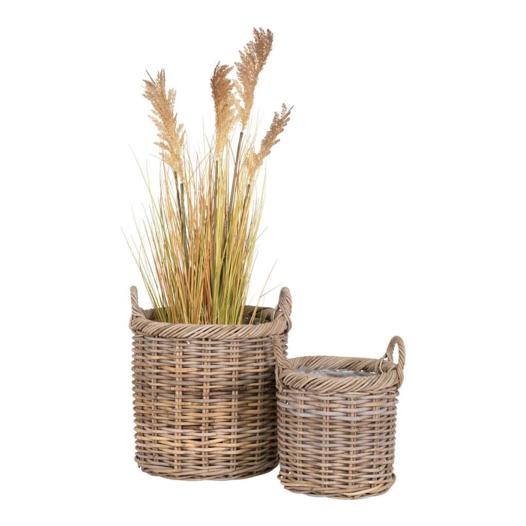 Set di 2 Cesti Portaoggetti Gili, Marrone, Rattan, 40x40x48 cm