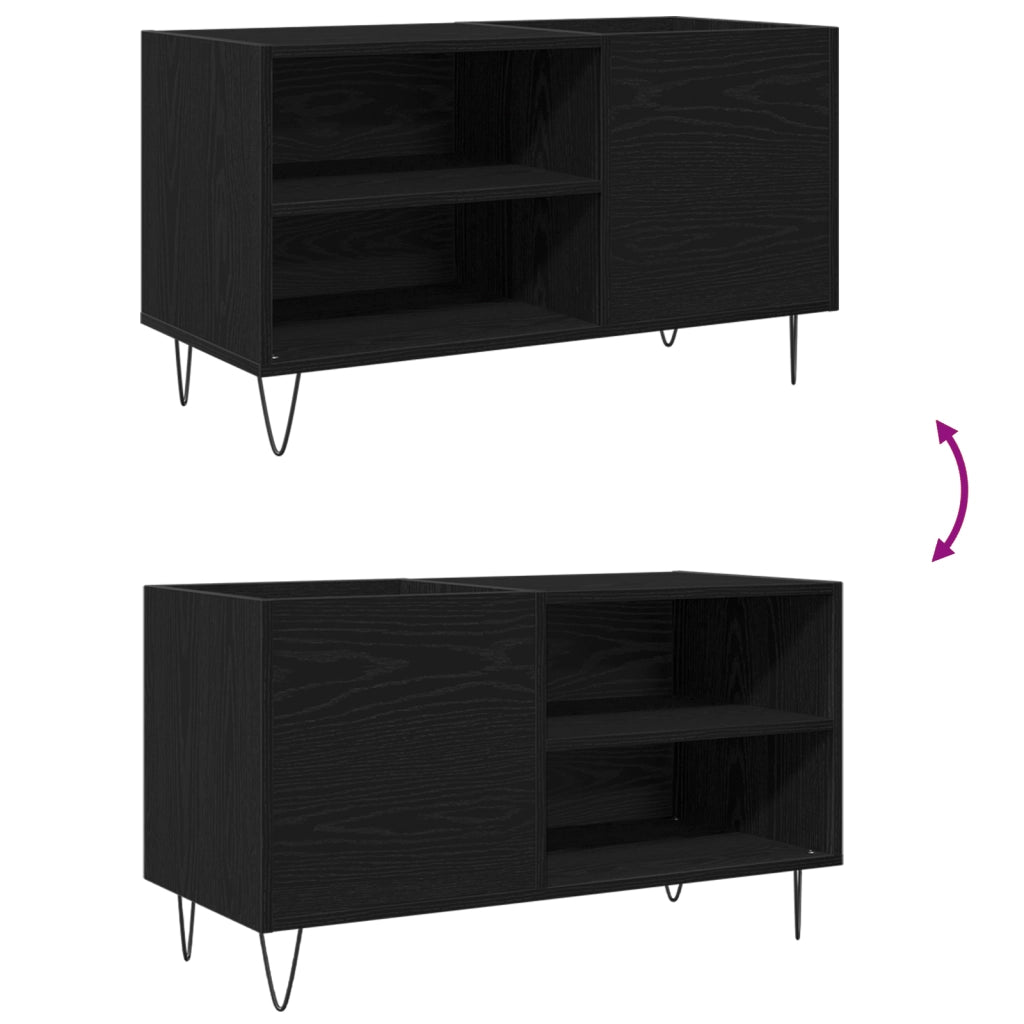 Cabinet per dischi  Nero Rovere 84,5x38x48 cm Legno ingegnerizzato