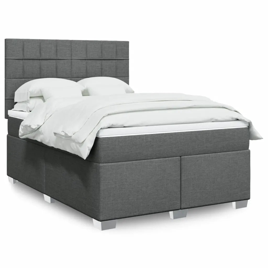 Giroletto a Molle con Materasso Grigio Scuro 160x200 cm Tessuto