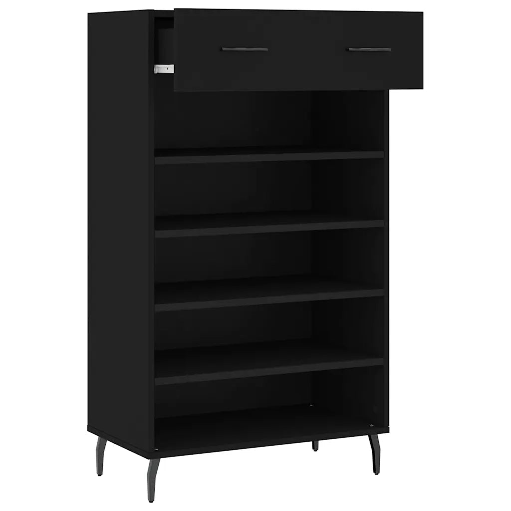 Scarpiera | Mobile per scarpe Nera 60x35x105 cm in Legno Multistrato