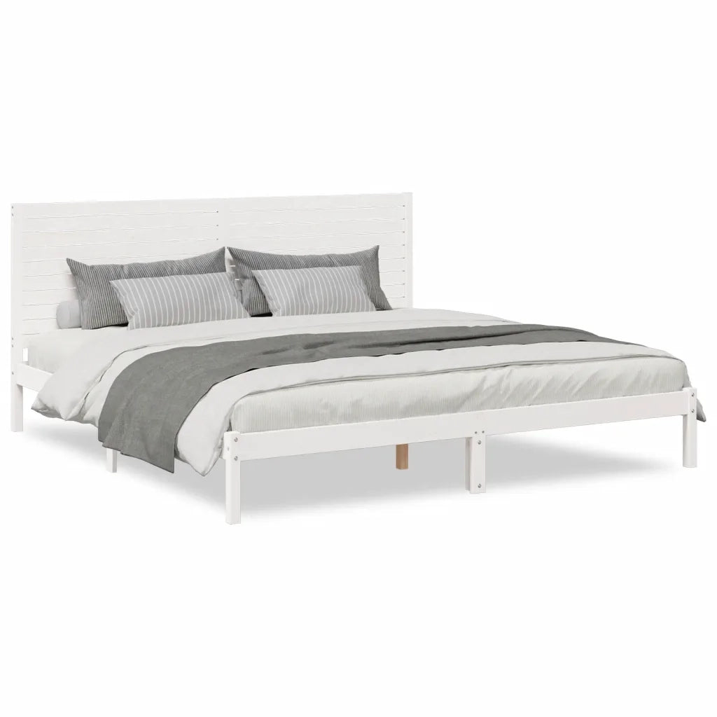 Letto matrimoniale | Letto per adulti | Giroletto Extra Lungo senza Materasso Bianco 200x210cm Massello