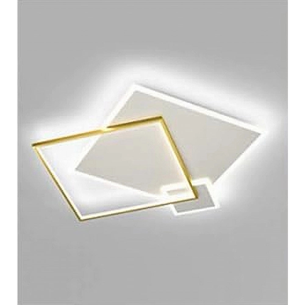 Trade Shop - Plafoniera Led 46watt Quadrato Oro Moderno Lampadario Soffitto Luce Bianco 71486 -