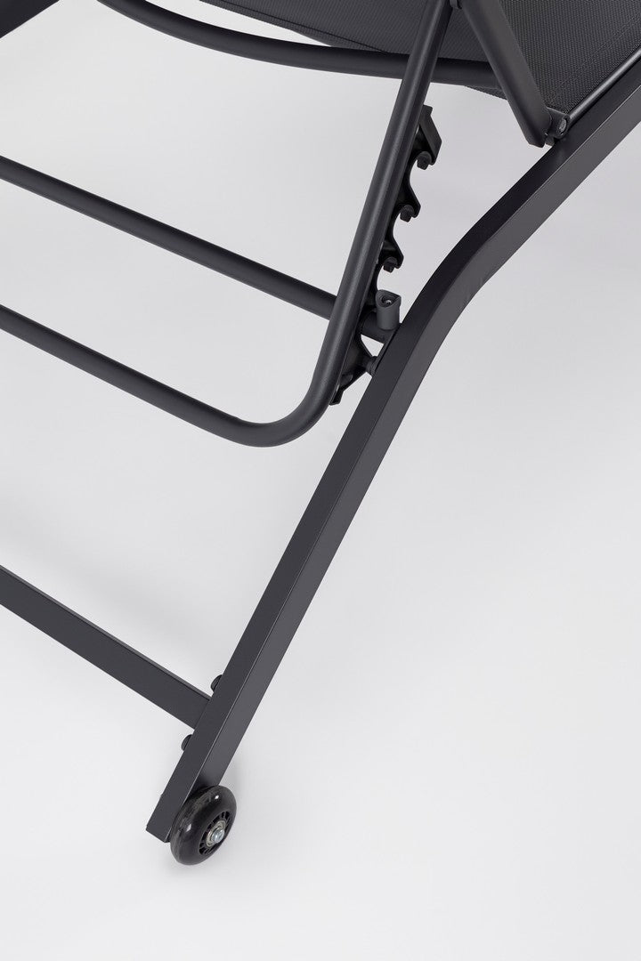 Lettino Prendisole da Giardino con Ruote 63/68x195x101 cm  in Acciaio Raul Antracite