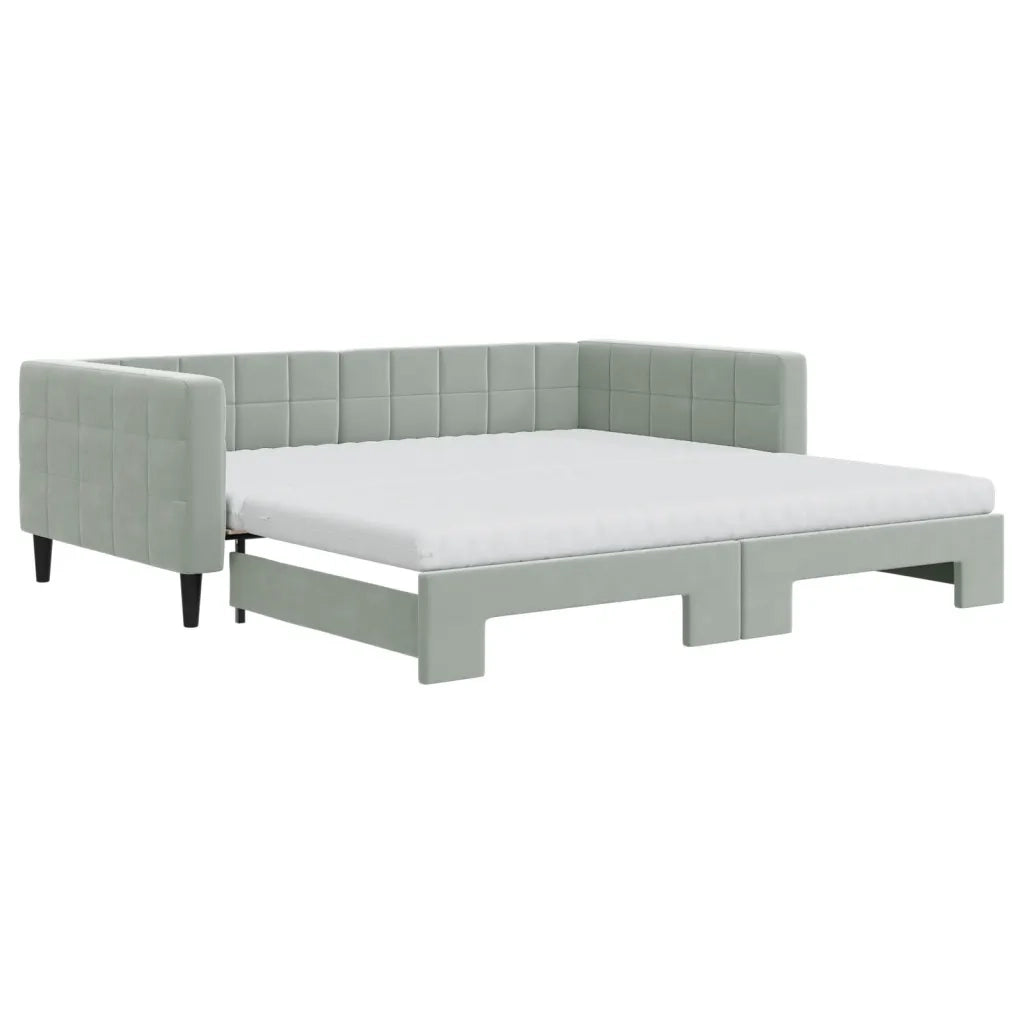 Divano Letto Estraibile Materassi Grigio Chiaro 100x200 Velluto 3196722