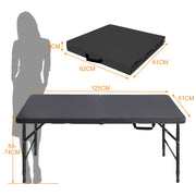 TAVOLO Pieghevole Regolabile 125 x 61 cm Nero in Ferro e Plastica