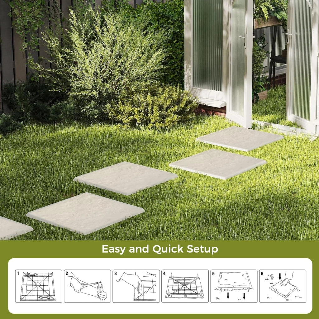 Pedane giardino, 8 pezzi, per marciapiedi, 39,5 x 39,5 cm, lastre in pietra, in plastica, lastre di cemento per aiuole con 32