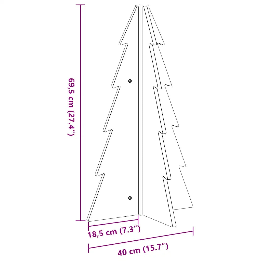 Albero di Natale Marrone Cera 69,5 cm in Legno Massello di Pino 858179