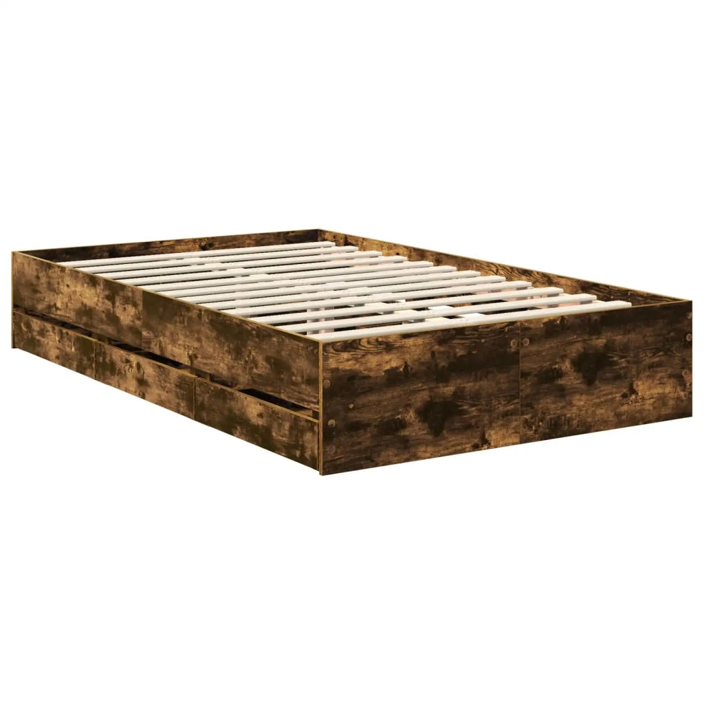 Struttura del letto con cassetto Rovere fumé 120 x 190 cm 3409479