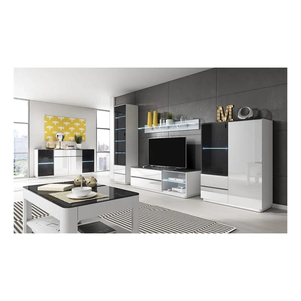 Tavolino basso TONGA, colore bianco con piano in vetro fumé, 100 x 55 x 60 cm